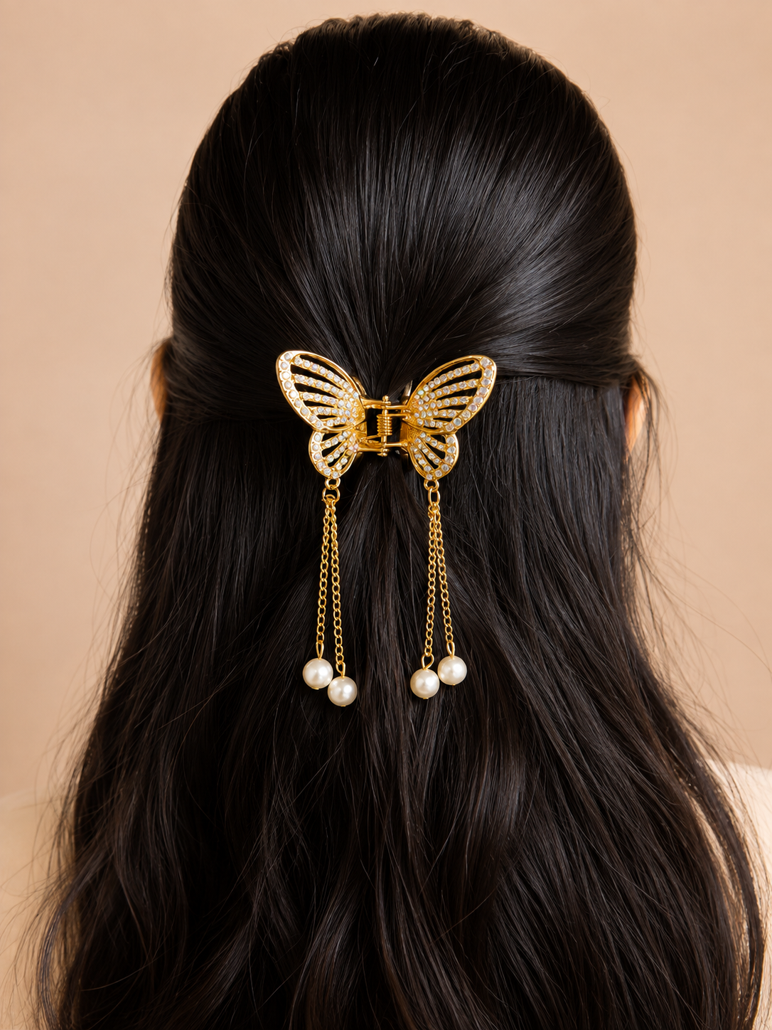 Butterfly Pearl Tassel Hair Clip