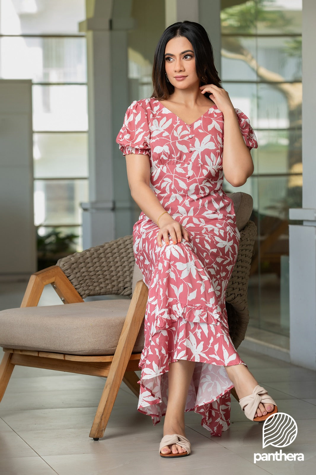 Floral Frill Maxi Dress