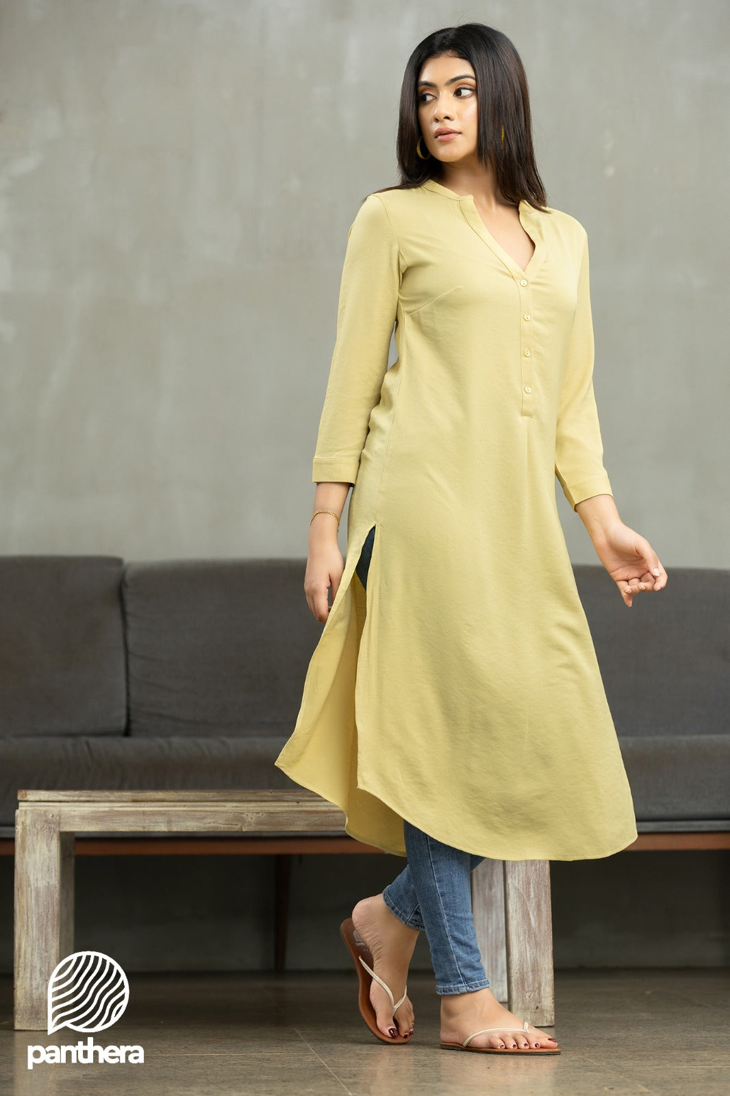Lime Green Long Kurtha