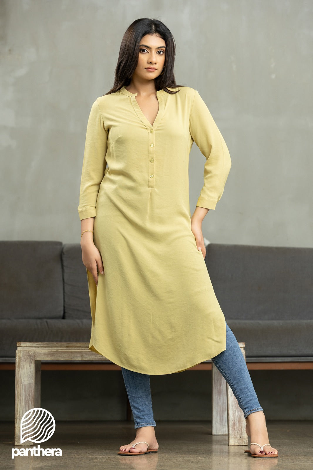 Lime Green Long Kurtha
