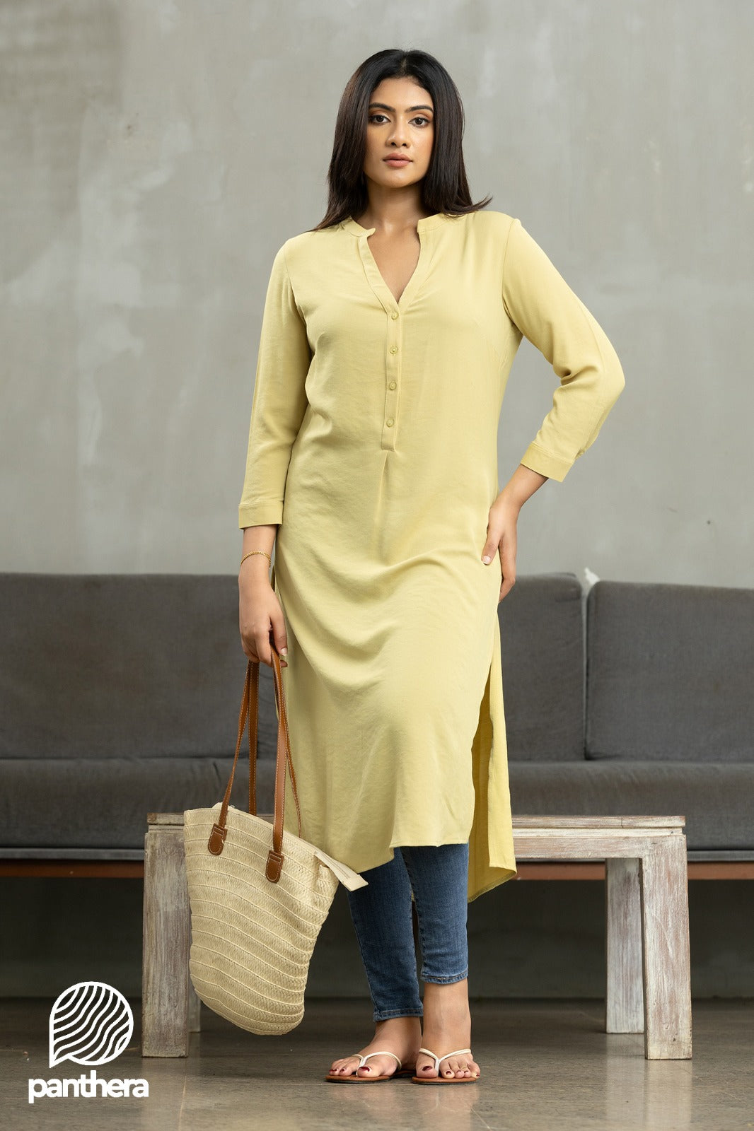 Lime Green Long Kurtha