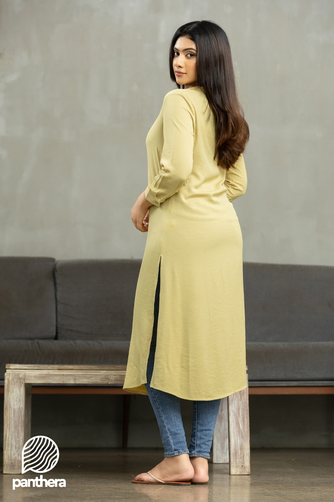 Lime Green Long Kurtha