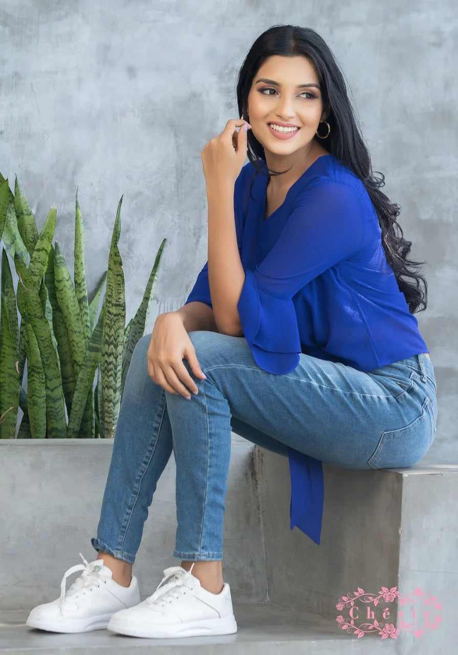 Frill Sleeved Casual Top