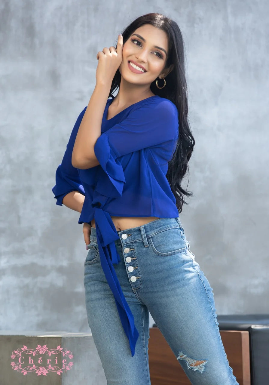 Frill Sleeved Casual Top