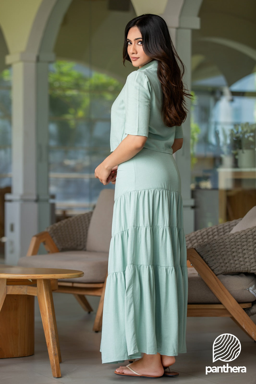 Frill Detail Casual Skirt and Blouse