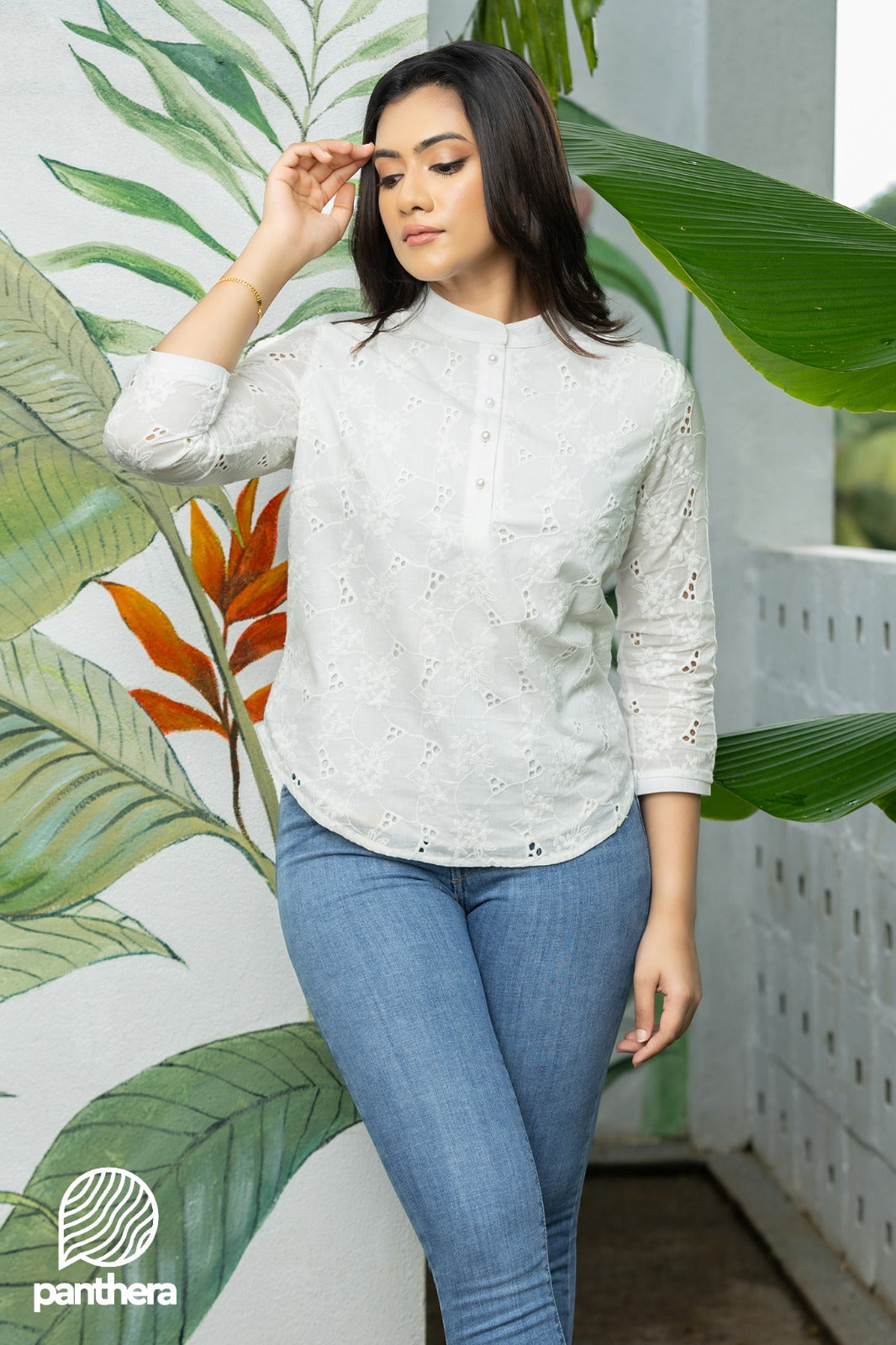 3/4″ Sleeve High Neck Top