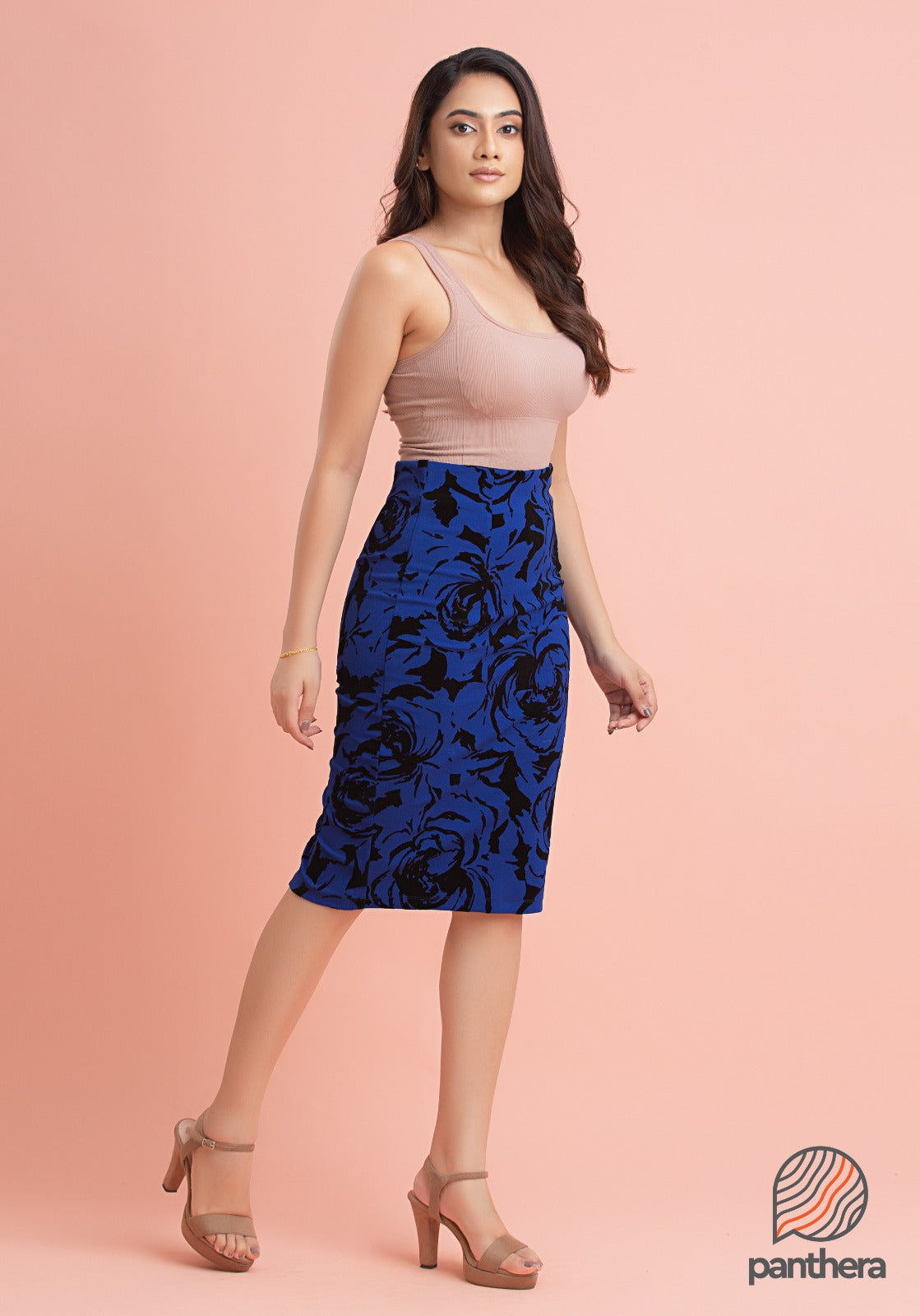 Velvet Rose Print Skirt