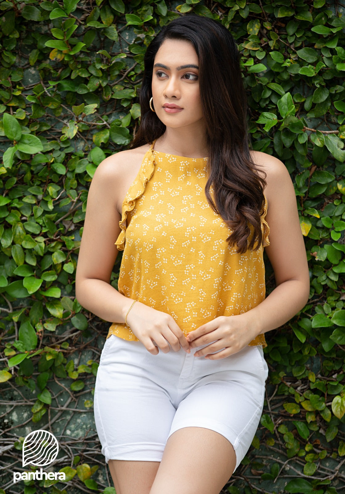 Frill Detailed Printed Cami Top