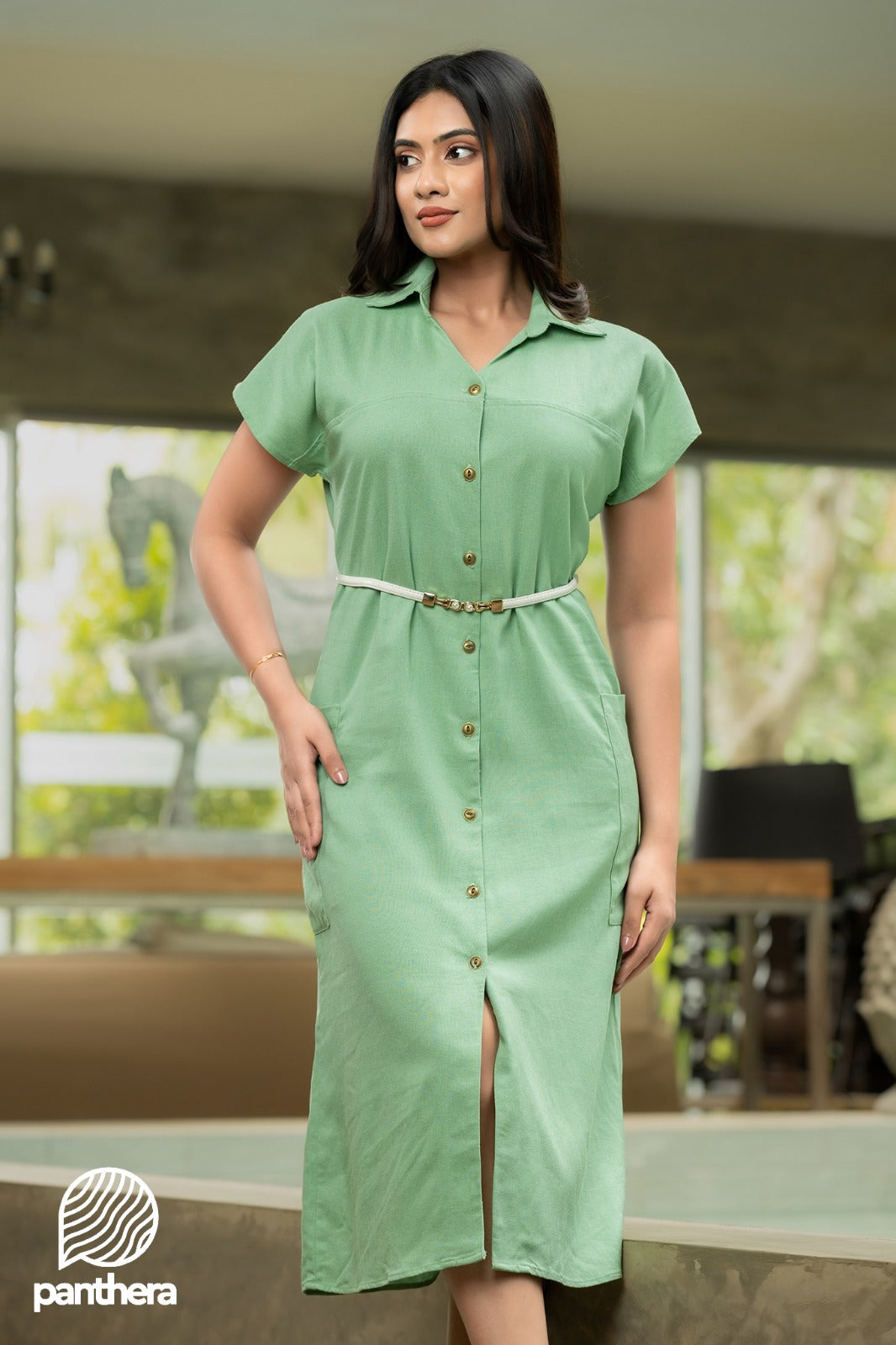 Linen Pocket Details Dress