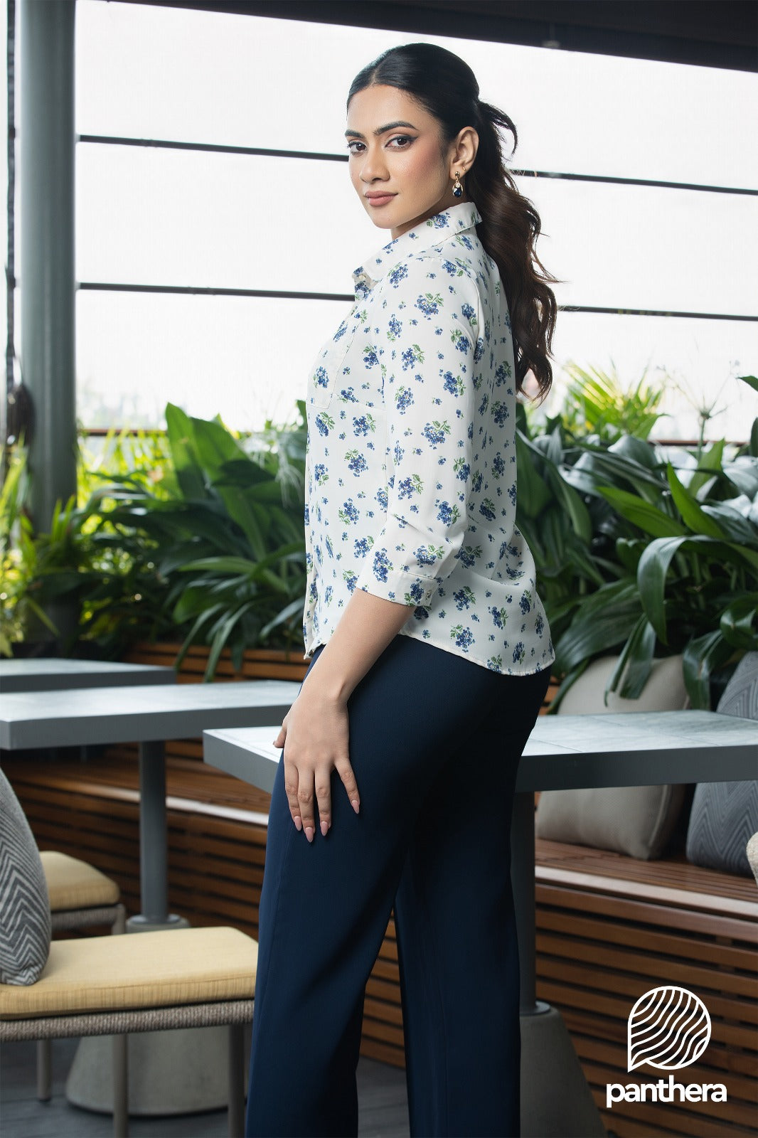 Blue Floral Printed Top