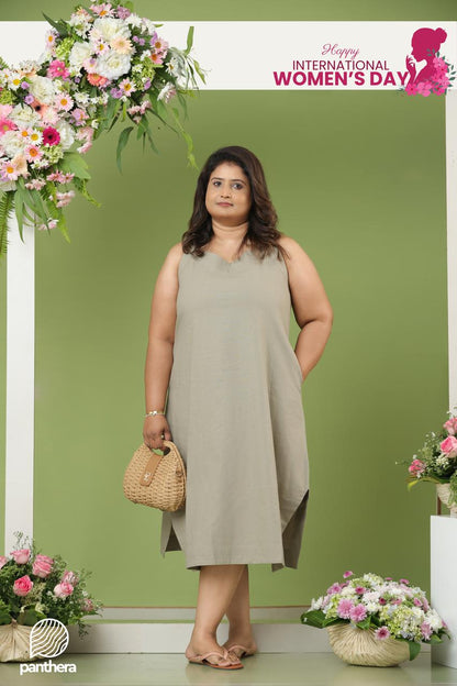 Sage Pocketed Trapeze Dress&nbsp;