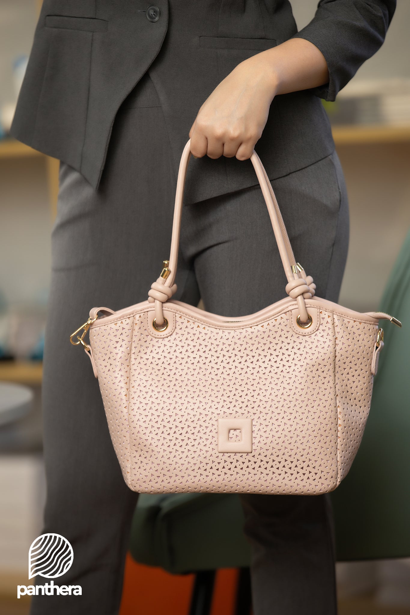 Cut Work Solid Shoulder Bag