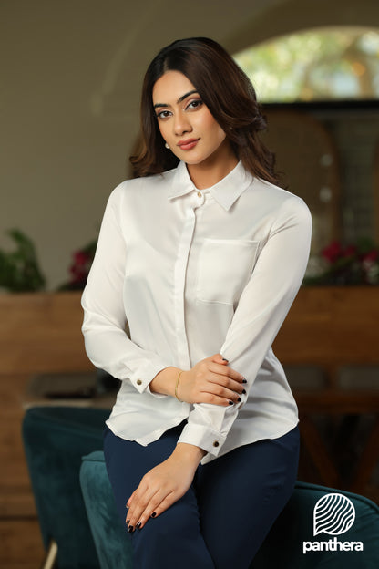 Classic White Satin Shirt