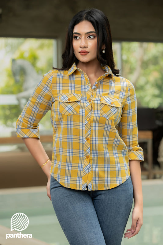 Check printed Double Pocket Shirt