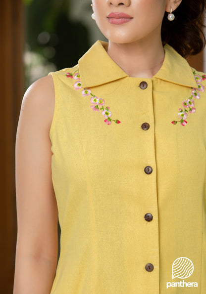Embroidered Detailed Linen Dress