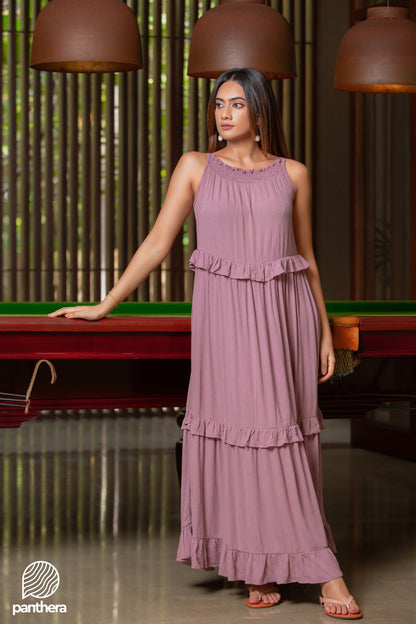 Sleeveless Frill Detail Maxi Dress