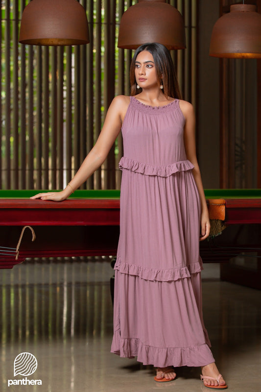 Sleeveless Frill Detail Maxi Dress