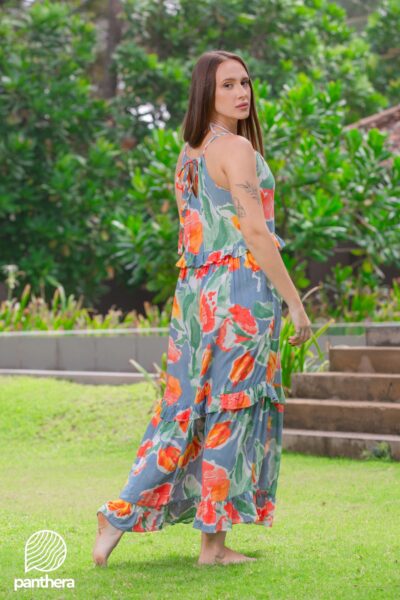 Sleeveless Frill Detail Maxi Dress