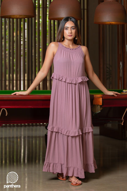 Sleeveless Frill Detail Maxi Dress