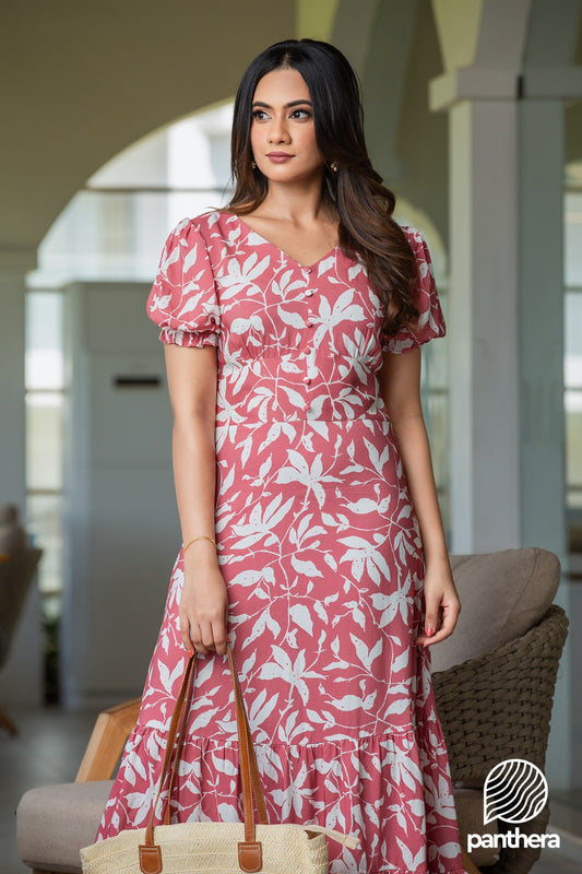 Floral Frill Maxi Dress