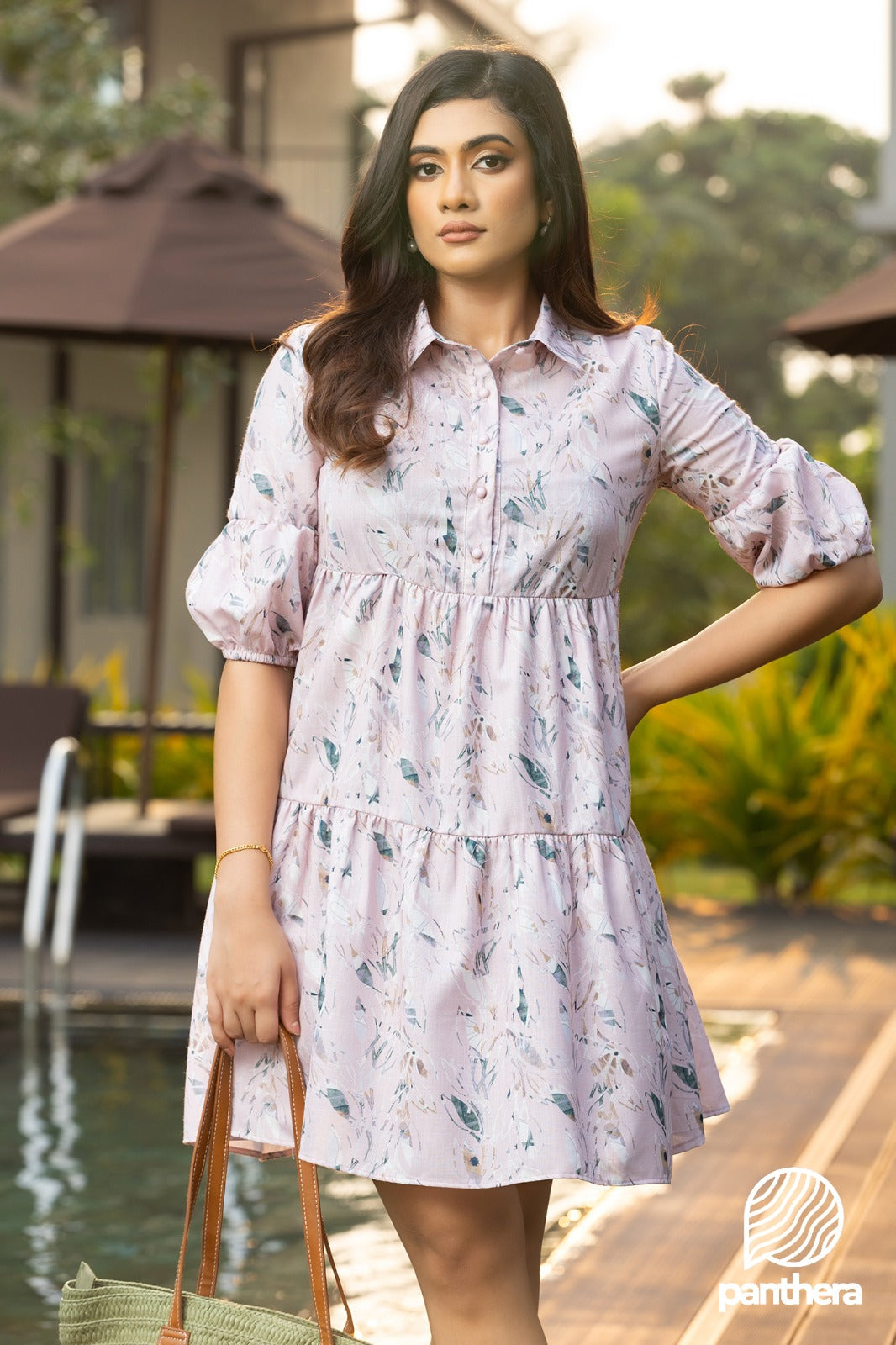 Floral Printed Balloon Sleeve Dress