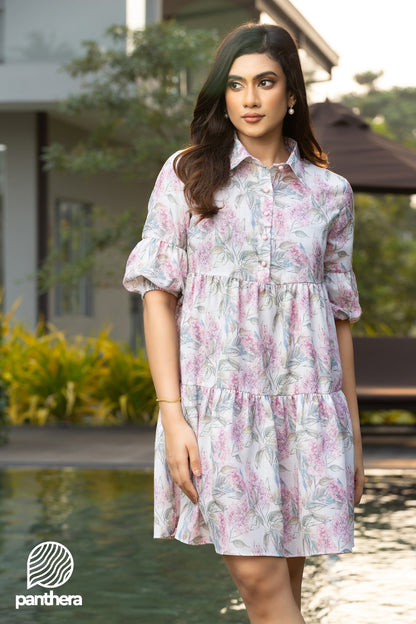 Floral Printed Balloon Sleeve Dress