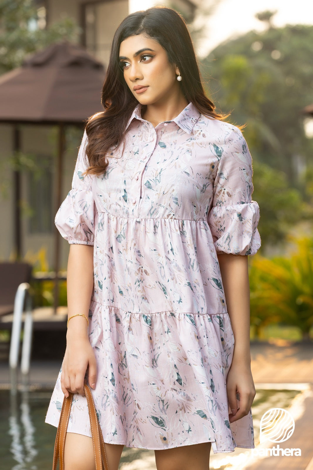 Floral Printed Balloon Sleeve Dress