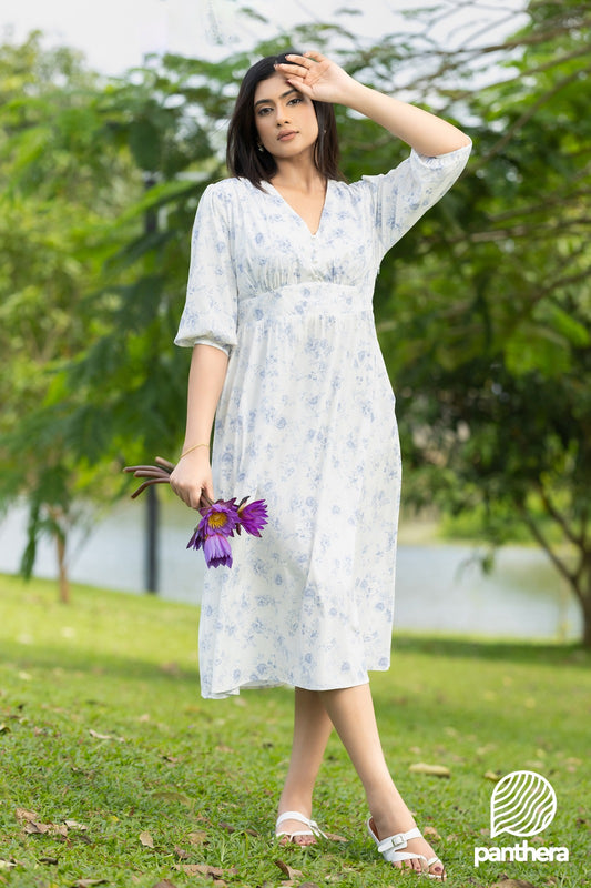 Blue Rose Printed Casual Dress