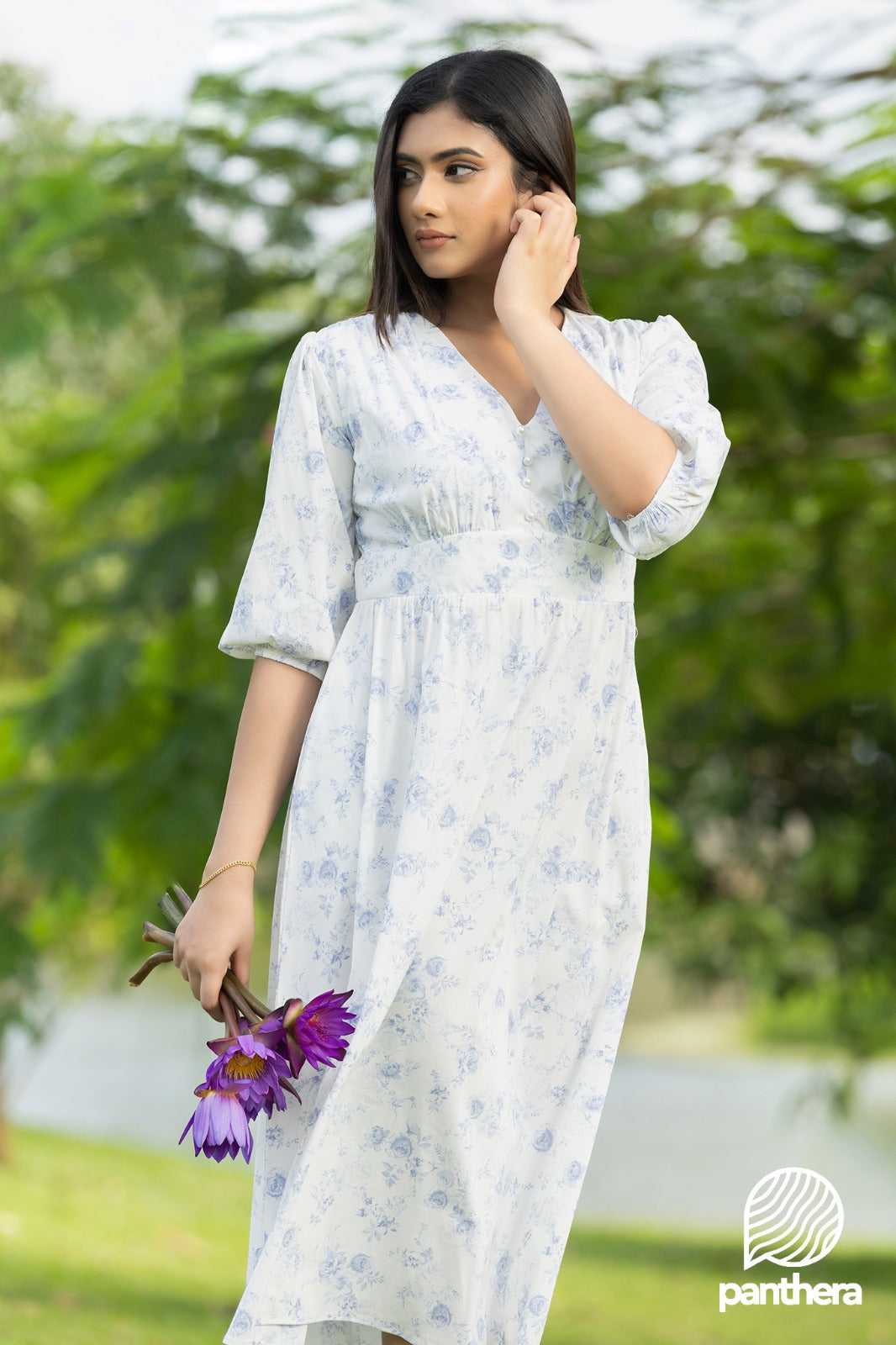 Blue Rose Printed Casual Dress