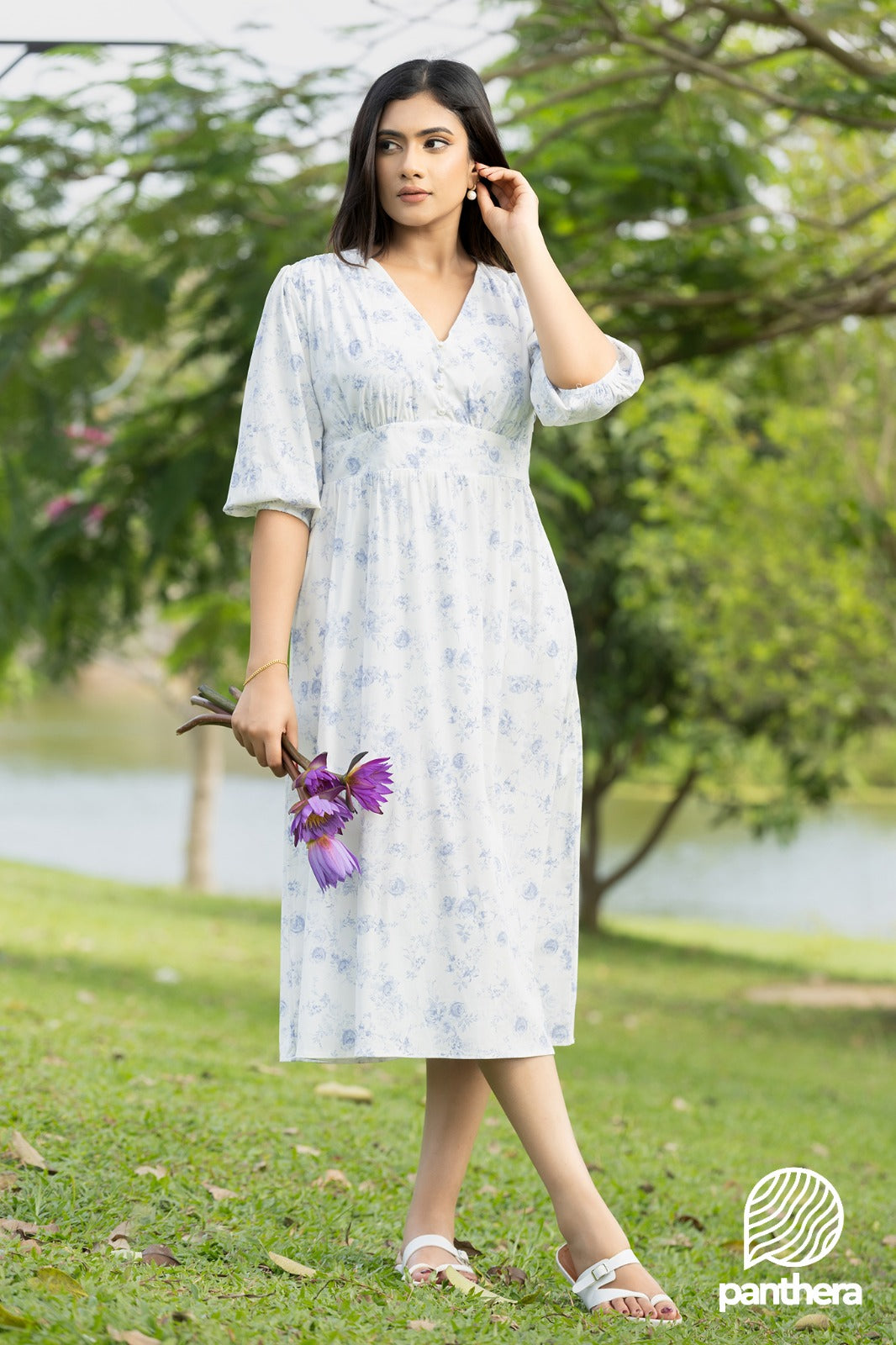 Blue Rose Printed Casual Dress