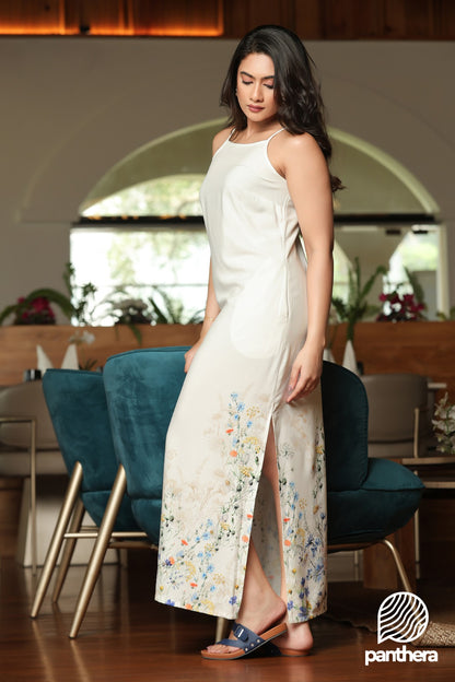 Floral Boarder Maxi Cress