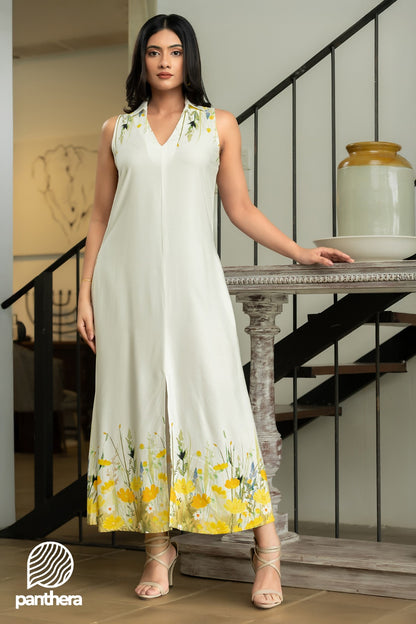 Floral Boarder Maxi Cress