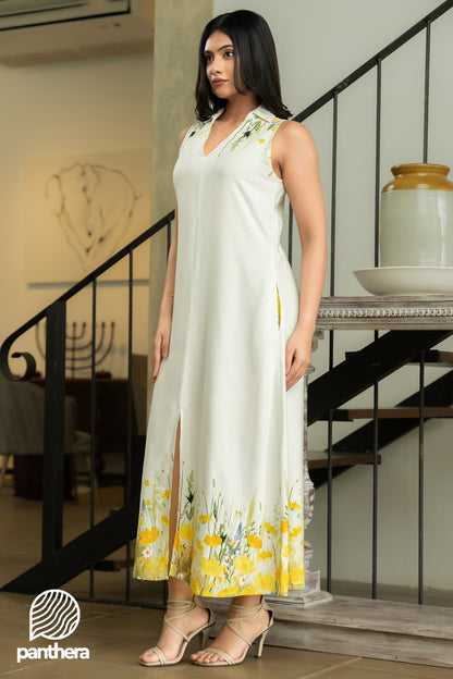 Floral Boarder Maxi Cress