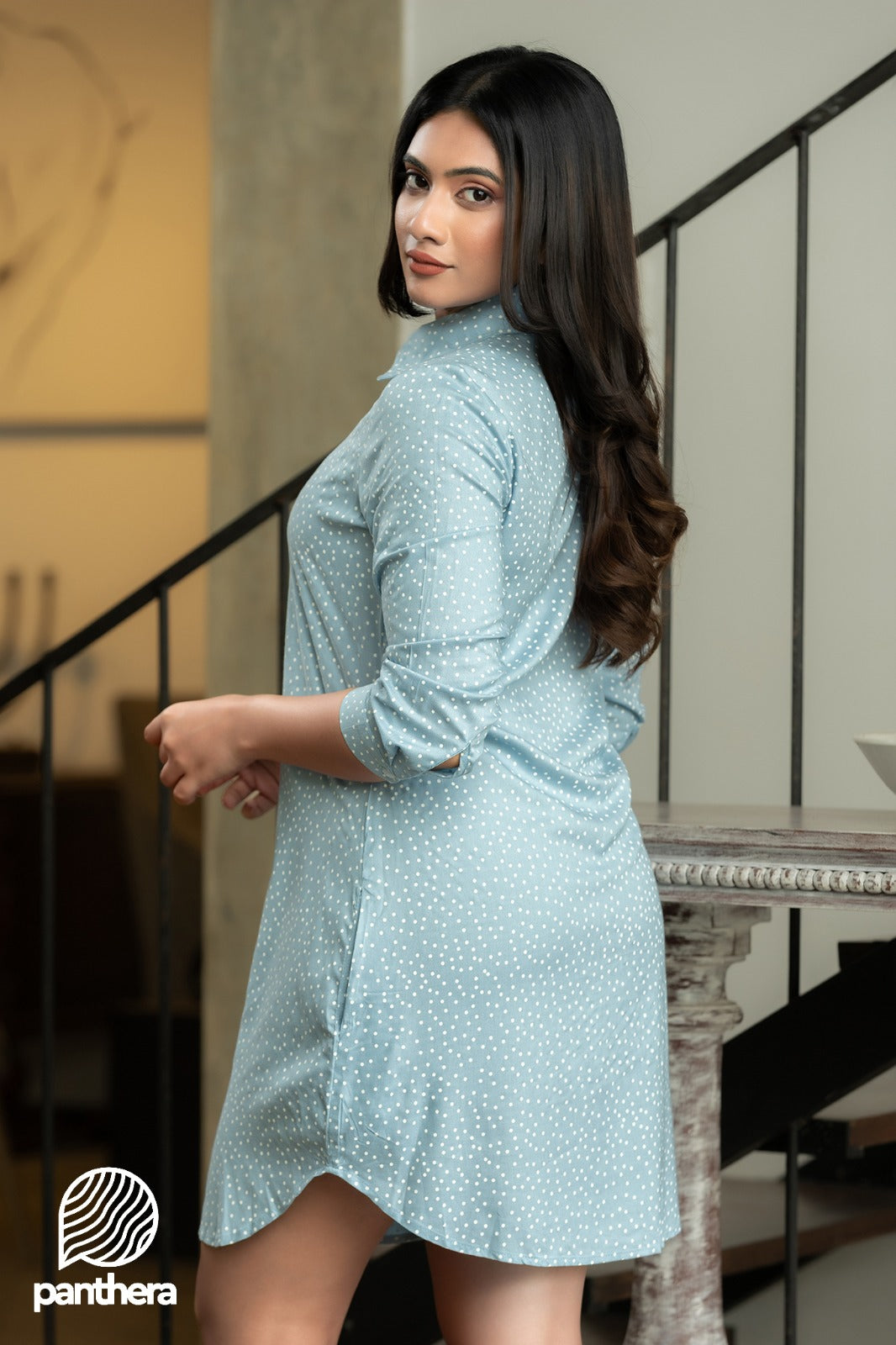 Polka Dot Casual Shirt Dress