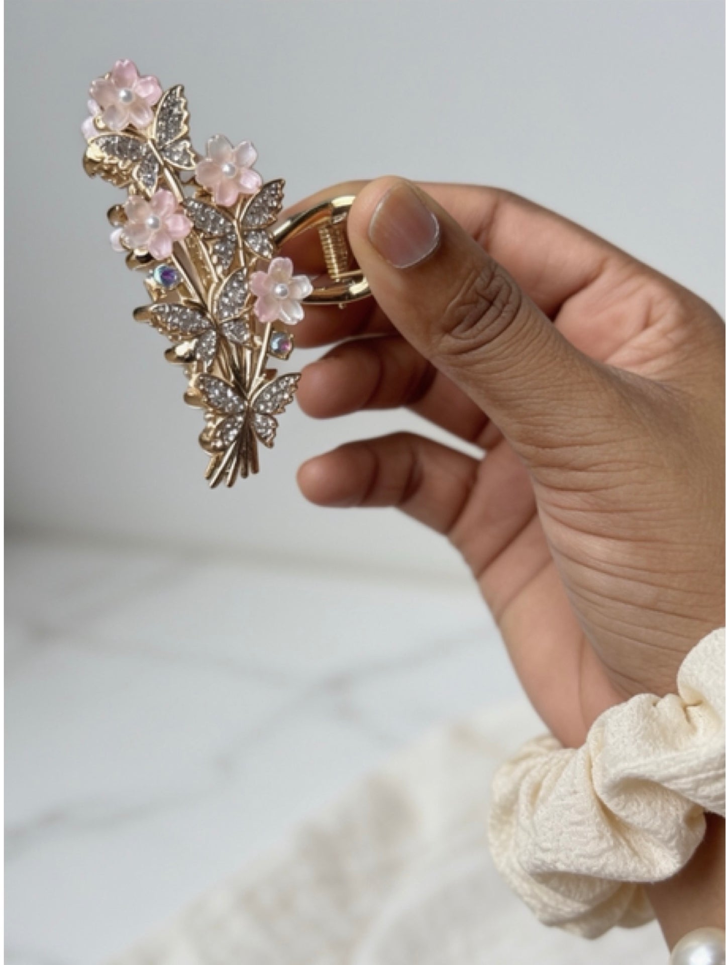 Floral Crystal Hair Claw Clip