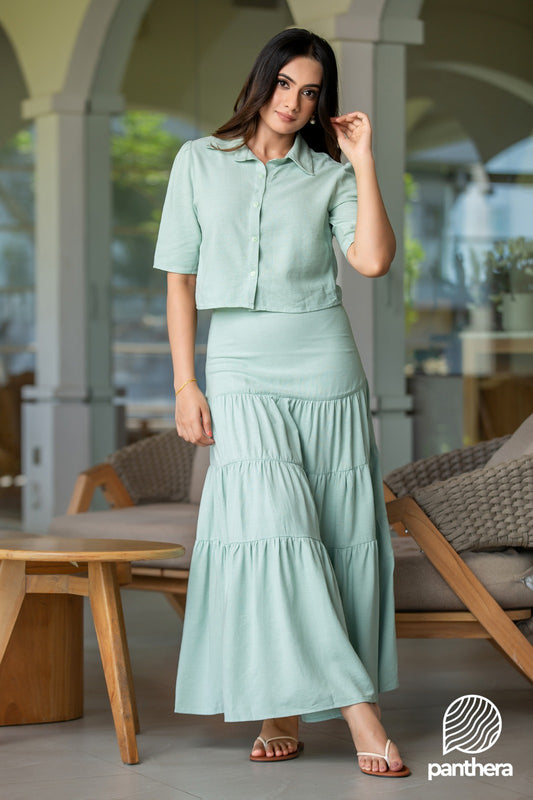 Frill Detail Casual Skirt and Blouse