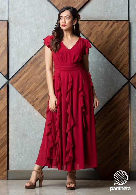 Frill Detail Maxi Dress