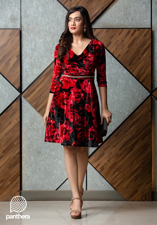 Velvet Rose Printed Dress