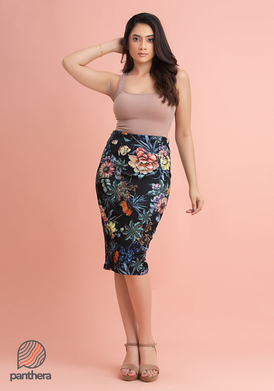 Floral Printed Pencil Skirt