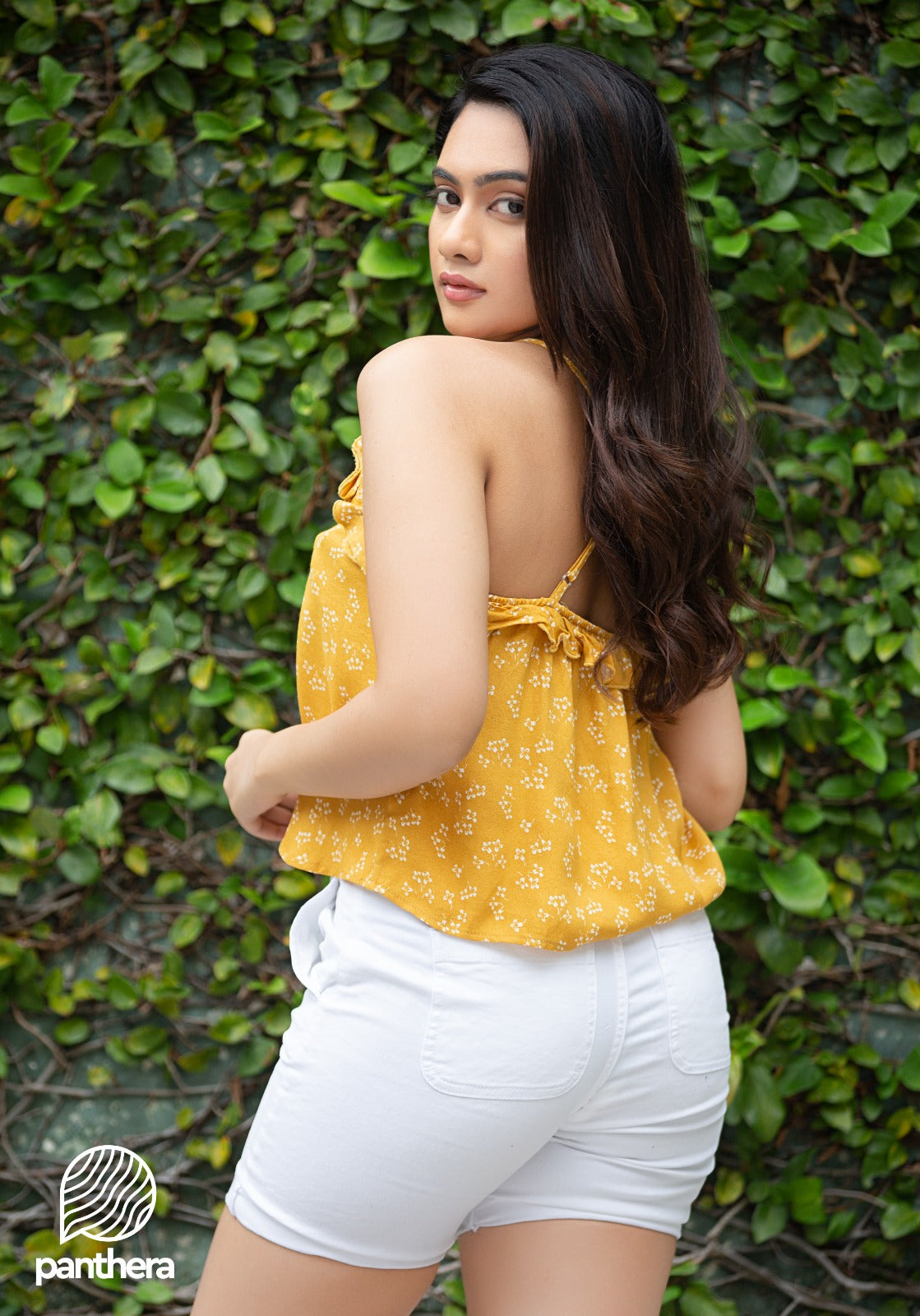 Frill Detailed Printed Cami Top