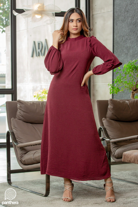 Frill Sleeve High Neck Dress