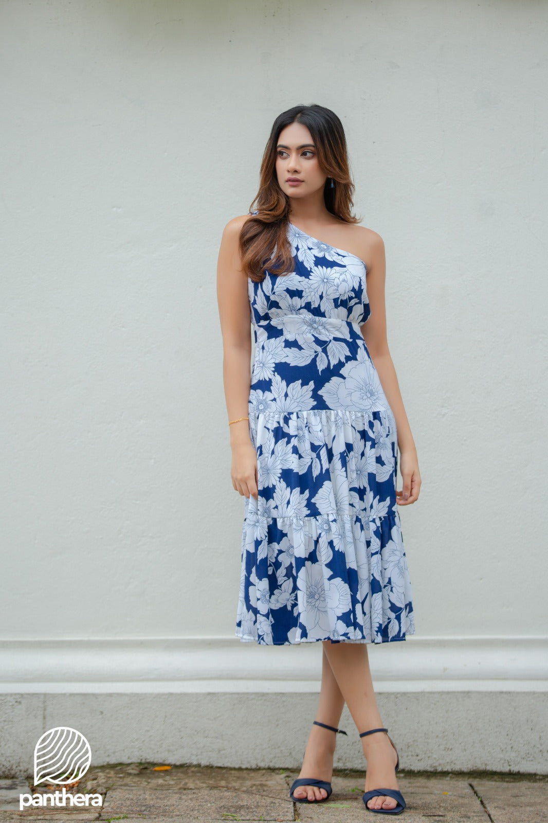 Floral Printed One Shoulder Dress