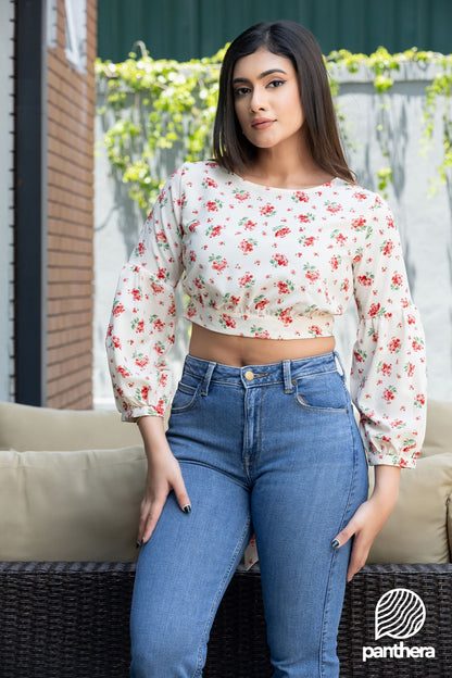 Floral Printed Casual Crop Top