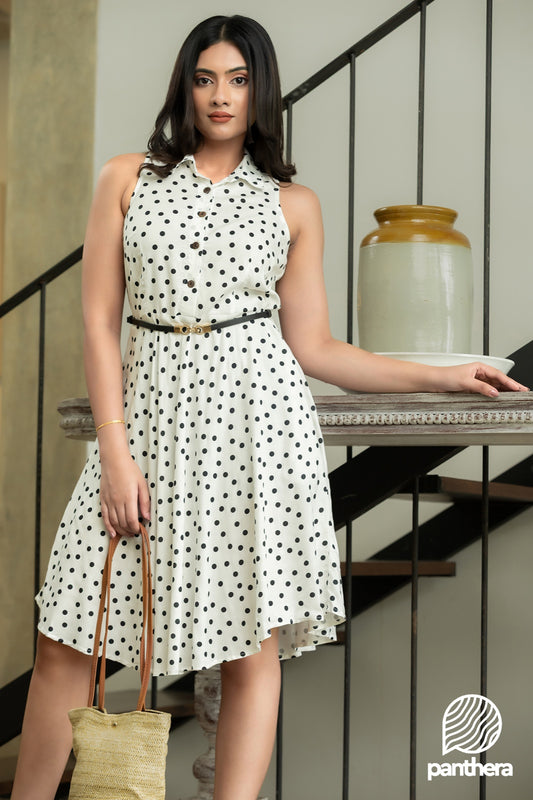 Polka Dotted Sleeveless Dress
