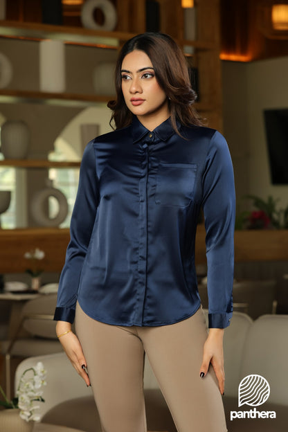 Classic Blue Satin Shirt