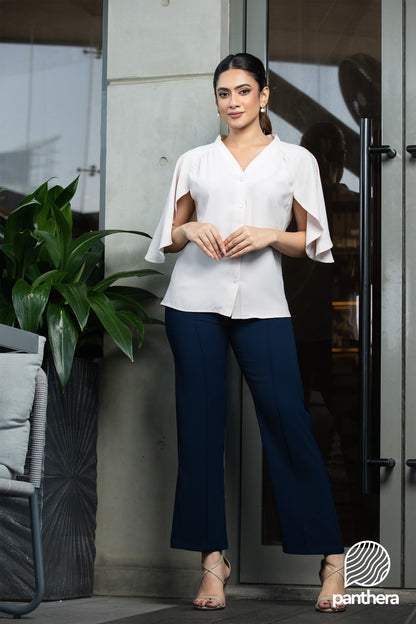 Flutter Sleeve Notched Blouse