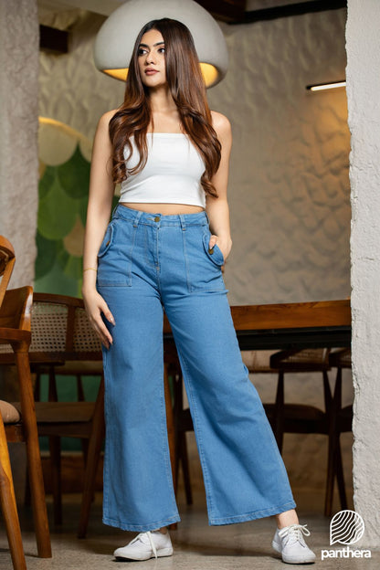 Wide-Leg Pocket Jeans