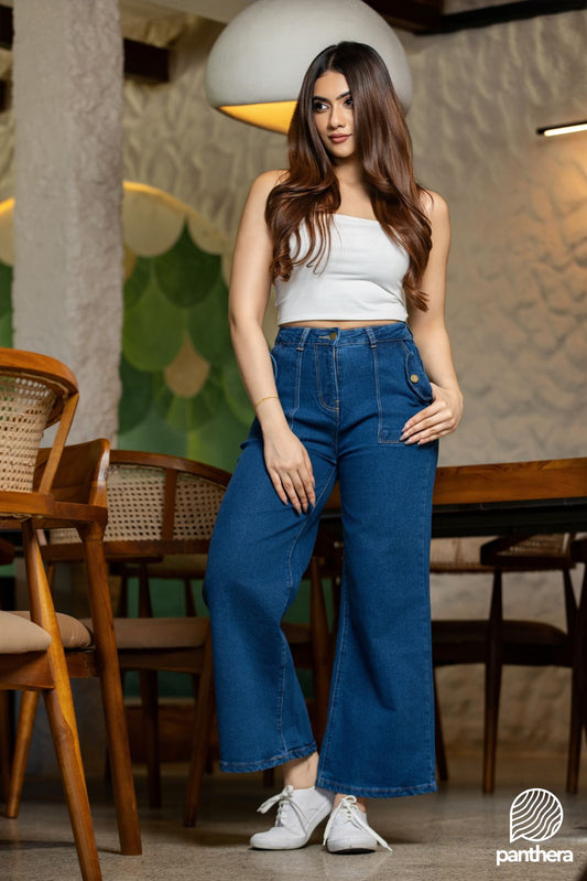 Wide-Leg Pocket Jeans