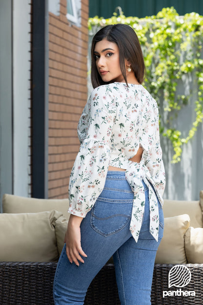 Floral Printed Casual Crop Top