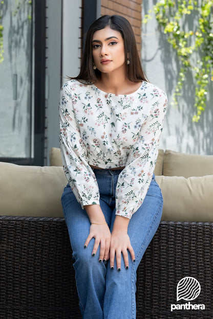 Floral Printed Casual Crop Top